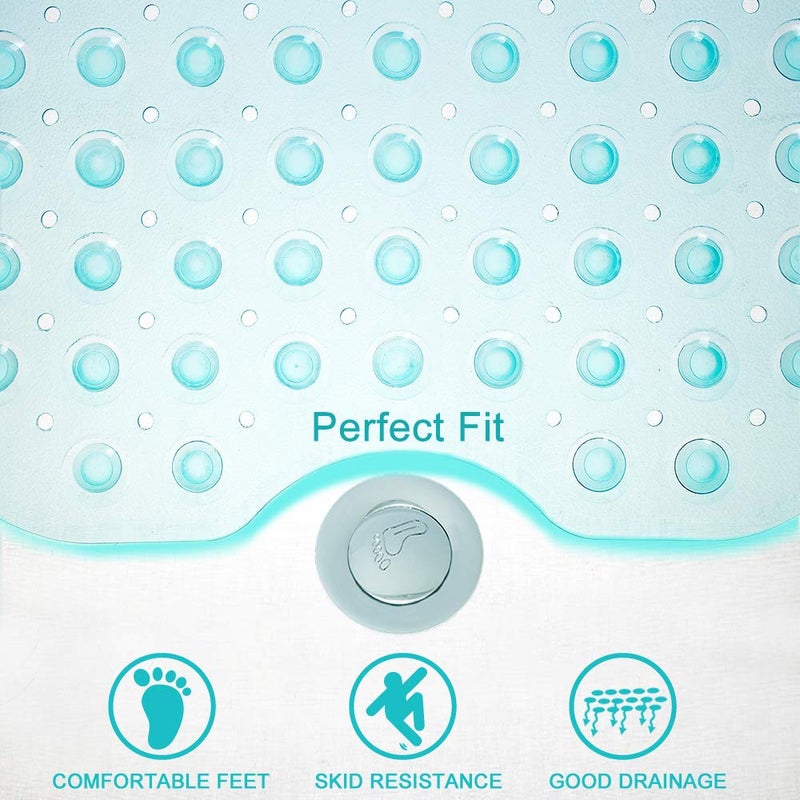 TreeBud Tree Bud Bathtub Mats for Shower Tub Non-Slip Bath Mat 39 x 16 Inch Extra Long Shower Mat, Bath Tub Mat for Bathroom with Machine Washable, BPA Free for Kids (Clear Aqua) - Image 5